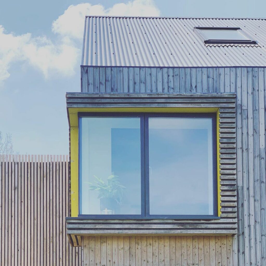 oriel window on timber cladding