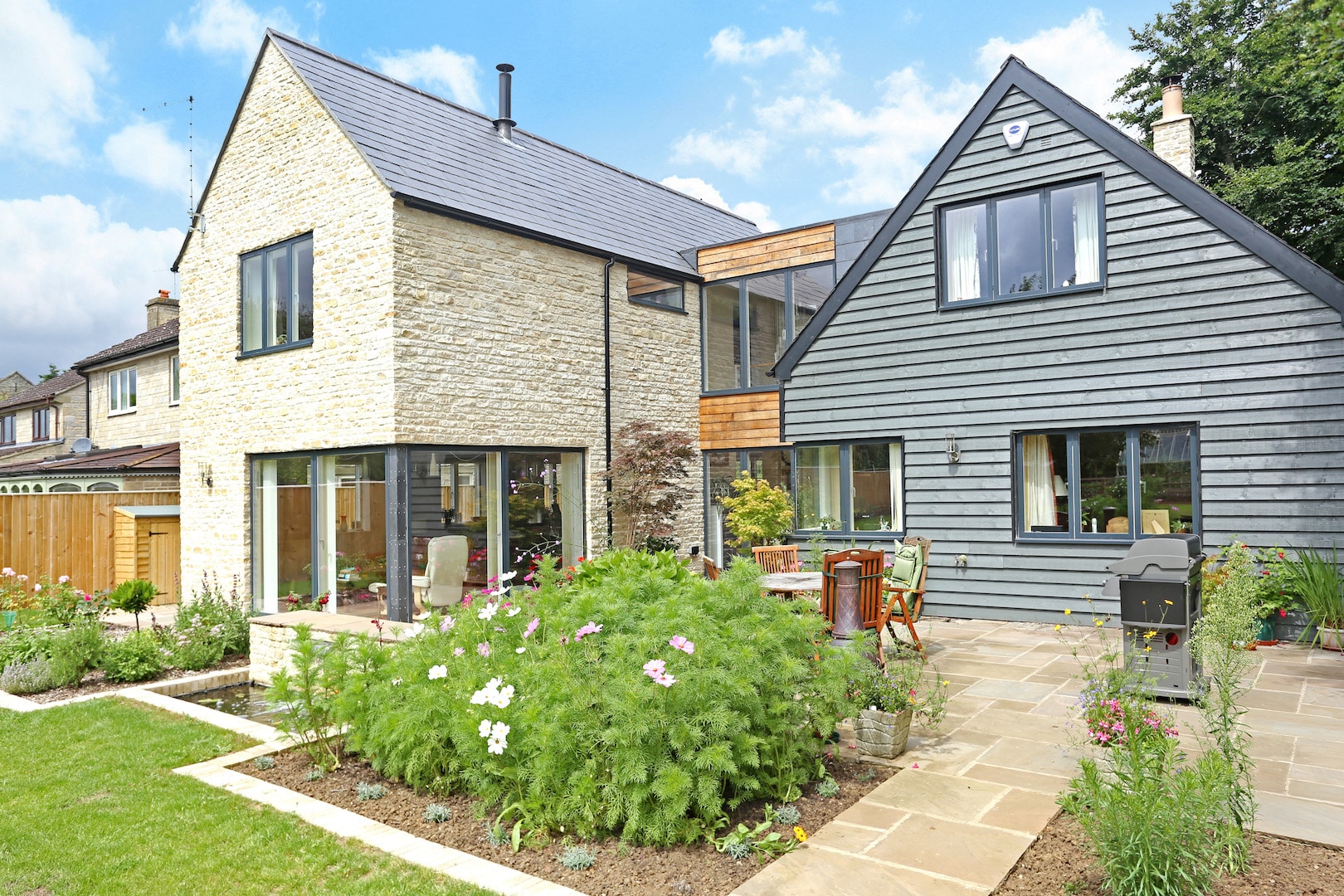 rear elevation twin gables and glazed link