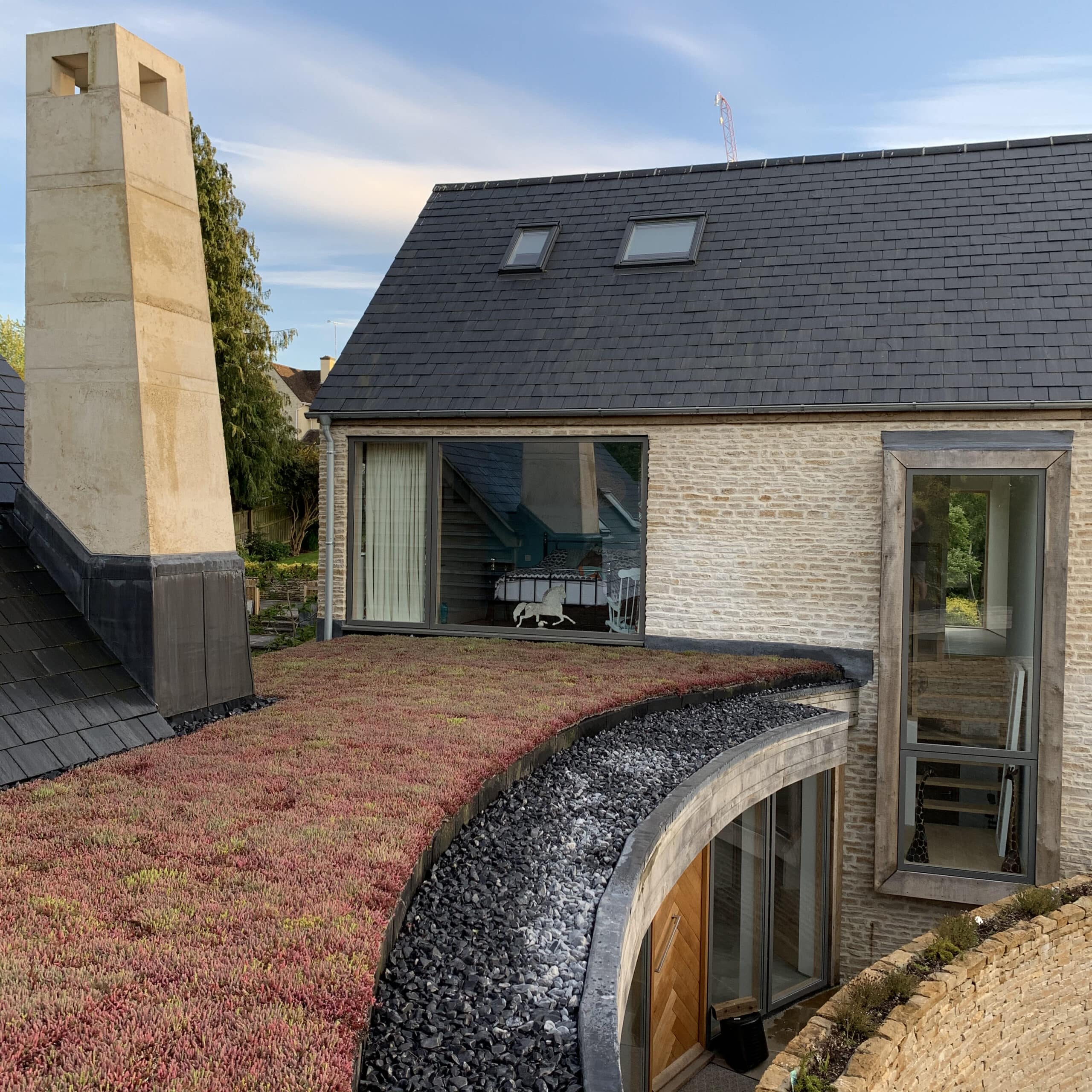 living roof architecture house concrete chimney
