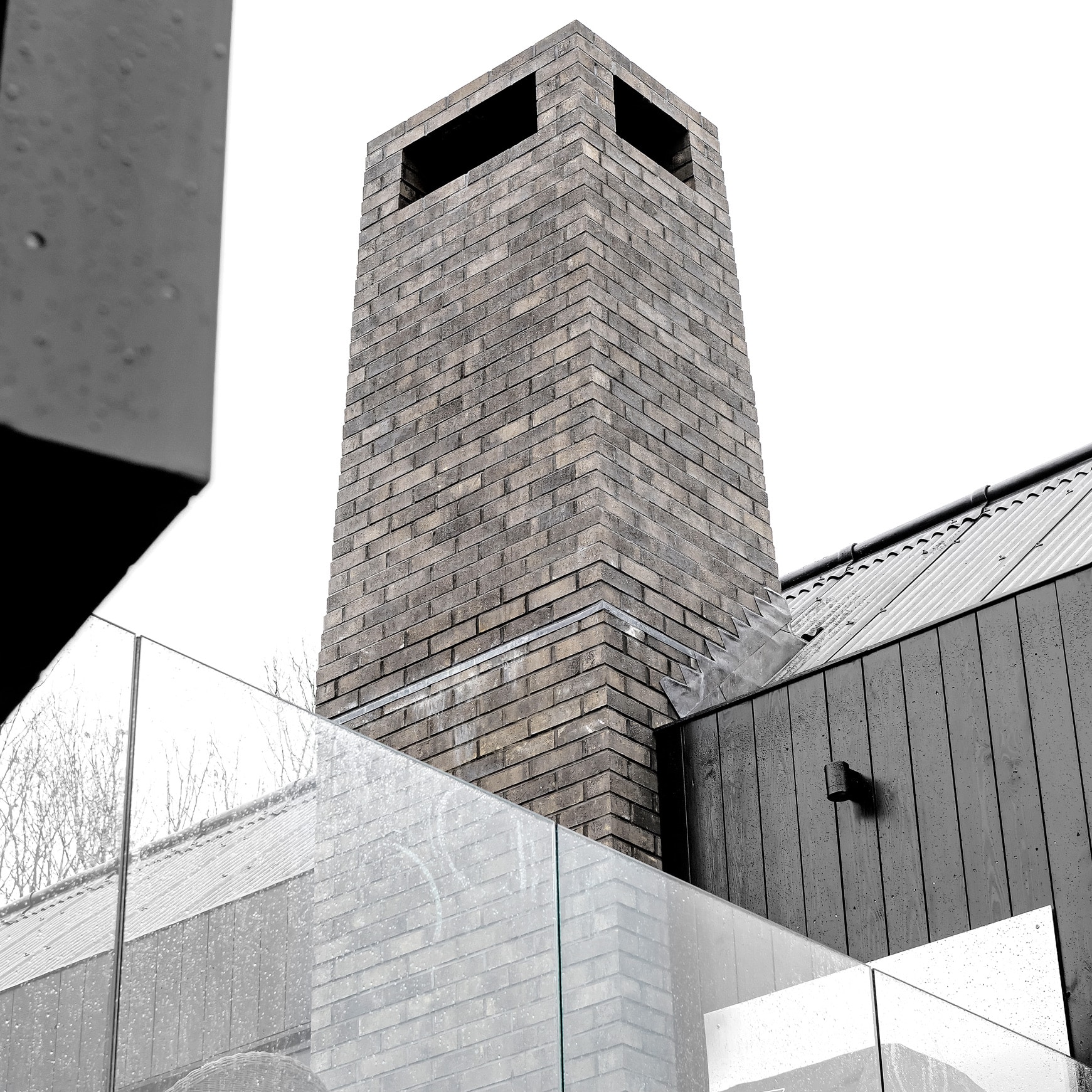 new build architecture brick chimney