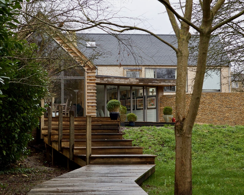 rear elevation glazing and mature gardens