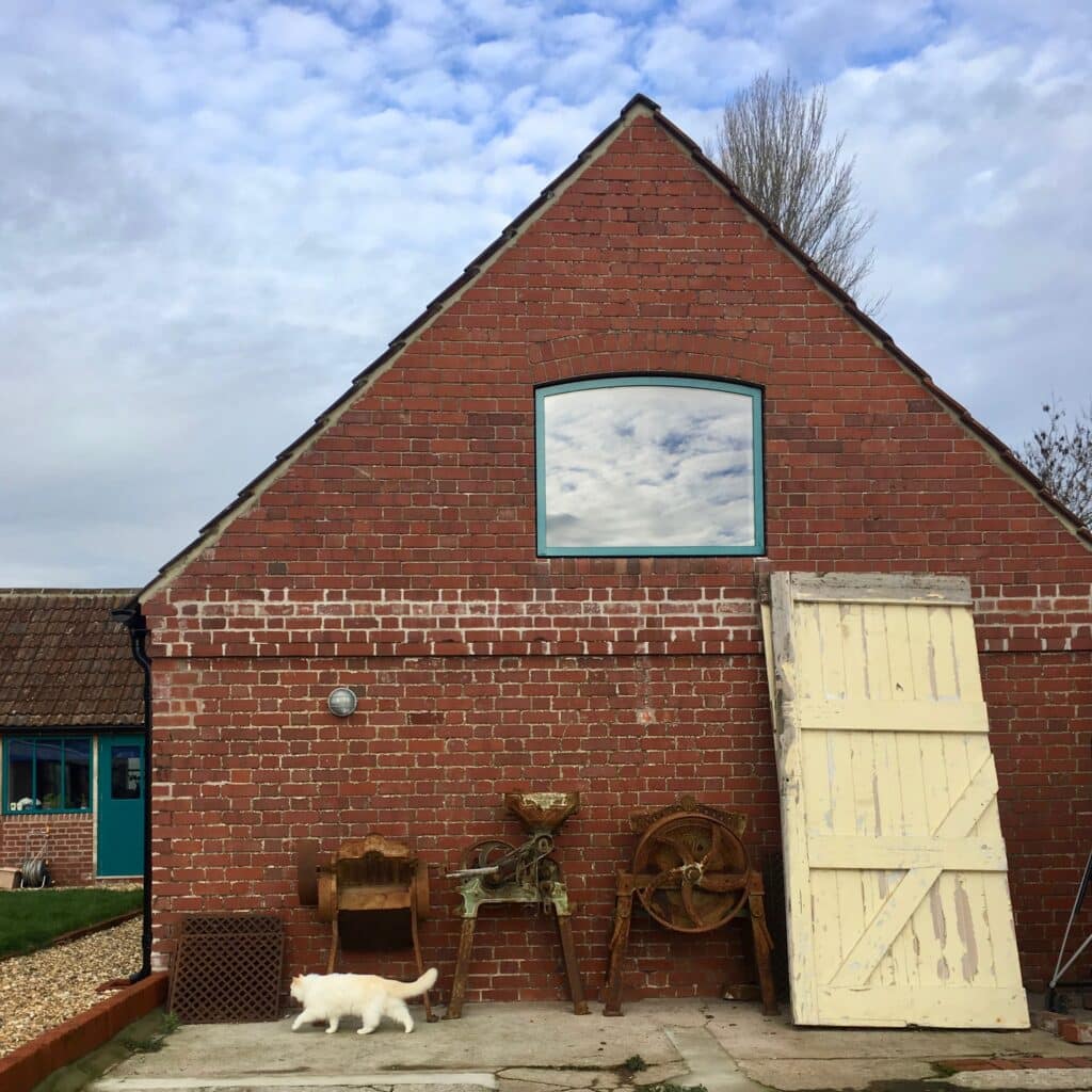 red brick gable of rural conversion